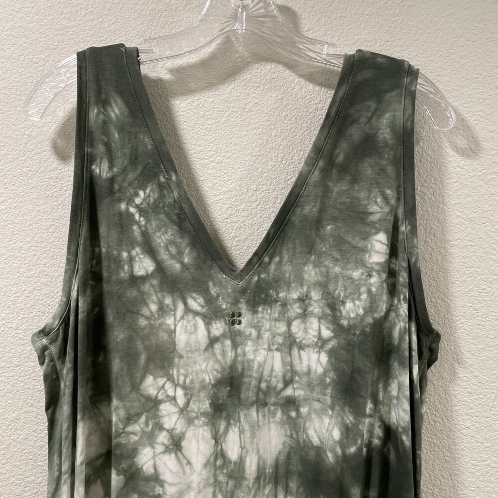 SWEATY BETTY Take It Easy Hunter/Ivory Tie Dye Drop Waist Knit Tank Dress L - Picture 9 of 12